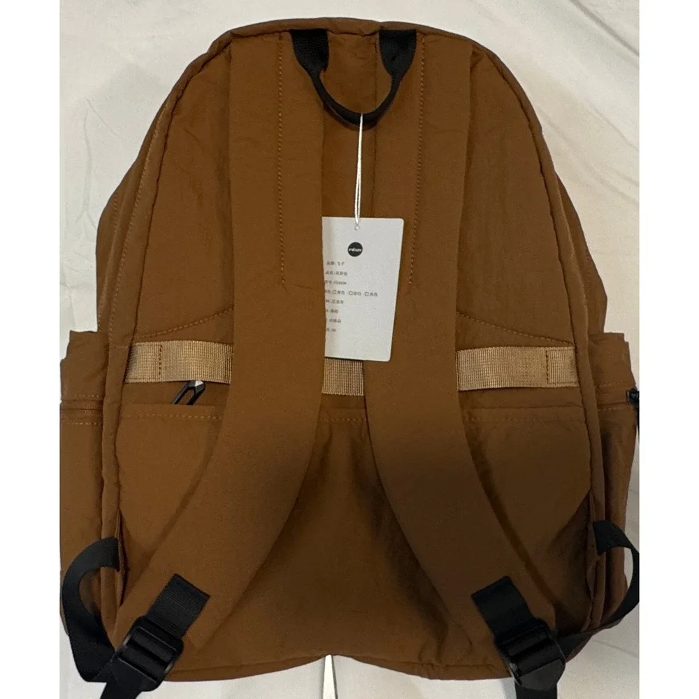 FEIZI Brown Nylon Everyday Backpack F2403 Adjustable Straps NWT